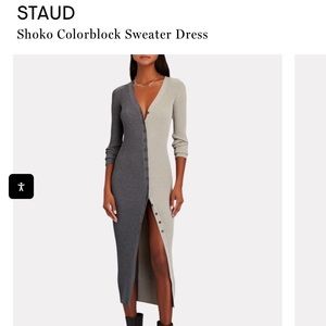 Staud Shoko Colorblock Dress in Grey